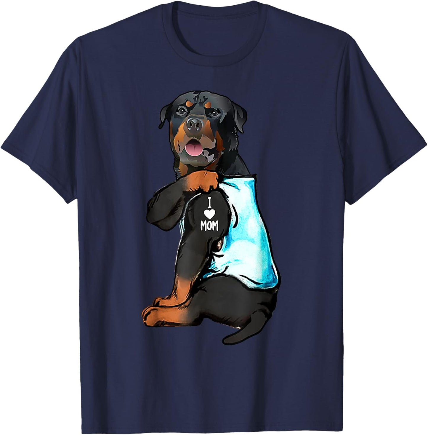 Rottweiler I Love Mom Tattoo T-Shirt - T-Shirt | Navy