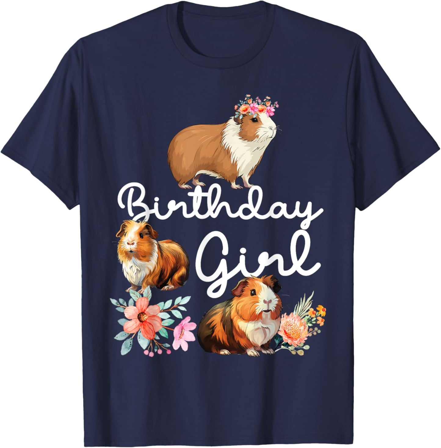Guinea Pig Birthday Girl T-Shirt - T-Shirt | Navy