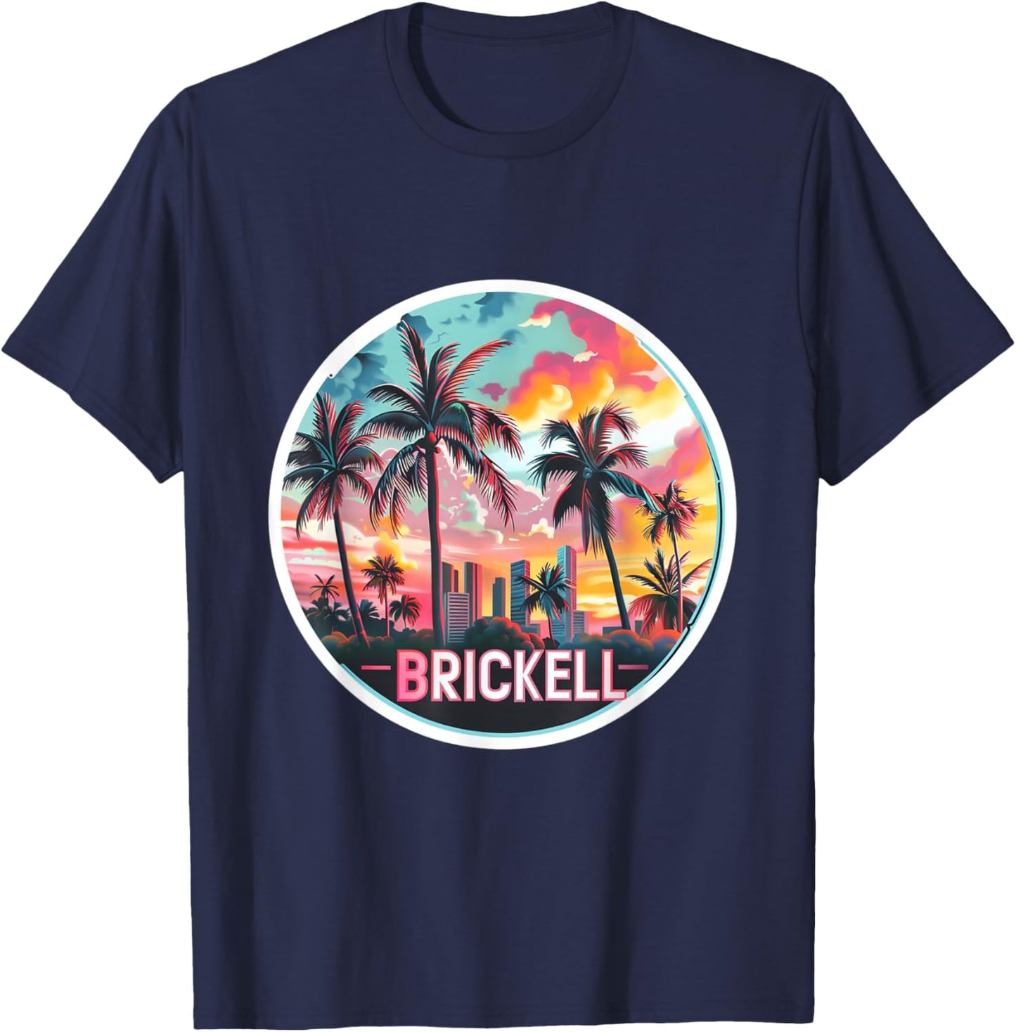 Brickell Miami Florida Squad Vacation Trip Vacay Travel Art T-Shirt - T-Shirt | Navy
