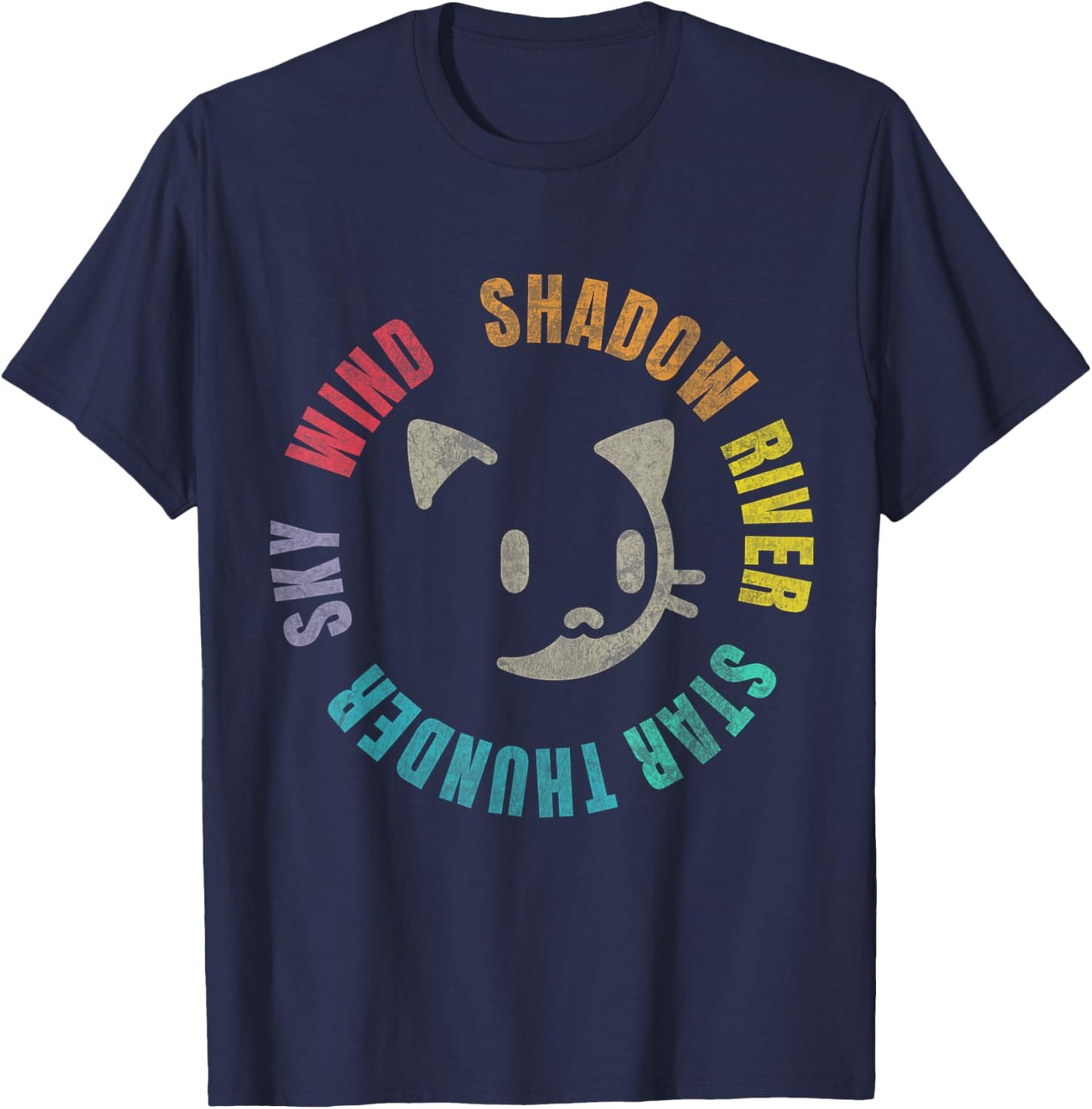 Funny Wind Shadow River Star Thunder Sky Cat Feline 2024 T-Shirt - T-Shirt | Navy