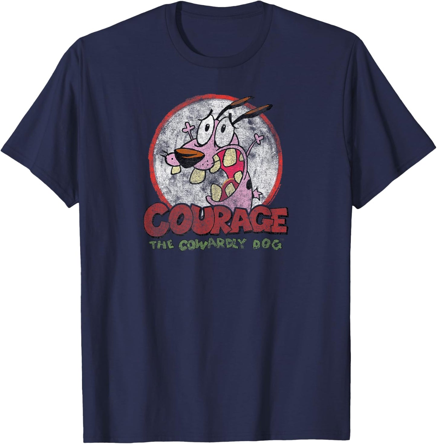 Courage The Cowardly Dog Vintage Courage T-Shirt - T-Shirt | Navy