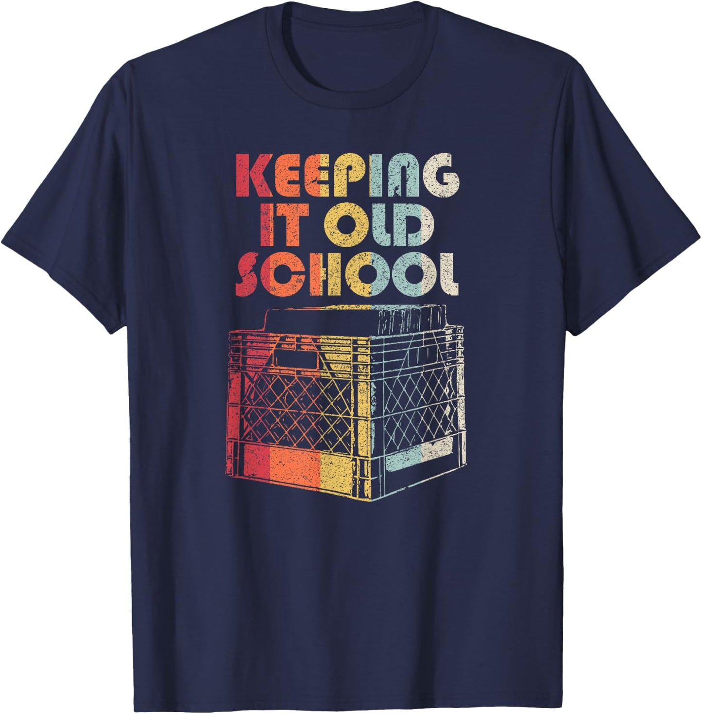 Vinyl Record Shirt. Retro Keeping It Old School T-Shirt - T-Shirt | Navy