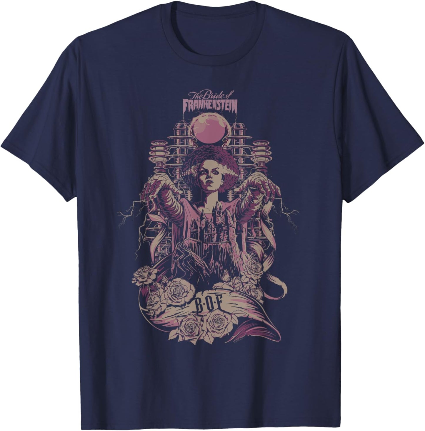 Universal Monsters Bride Of Frankenstein Vintage T-Shirt - T-Shirt | Navy