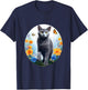 Russian Blue Cat Cat Flower T-Shirt - T-Shirt | Navy