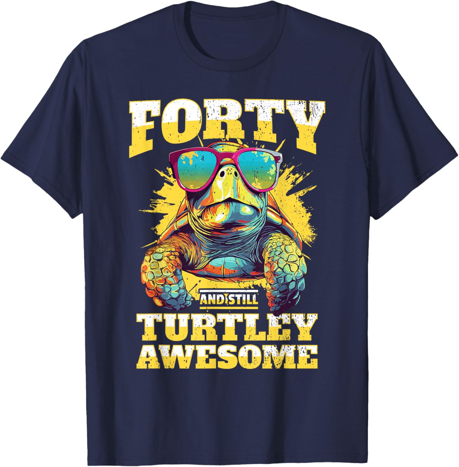Tortoise 40th Birthday Turtle Age 40 Years T-Shirt - T-Shirt | Navy