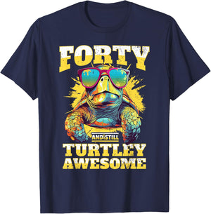 Tortoise 40th Birthday Turtle Age 40 Years T-Shirt - T-Shirt | Navy