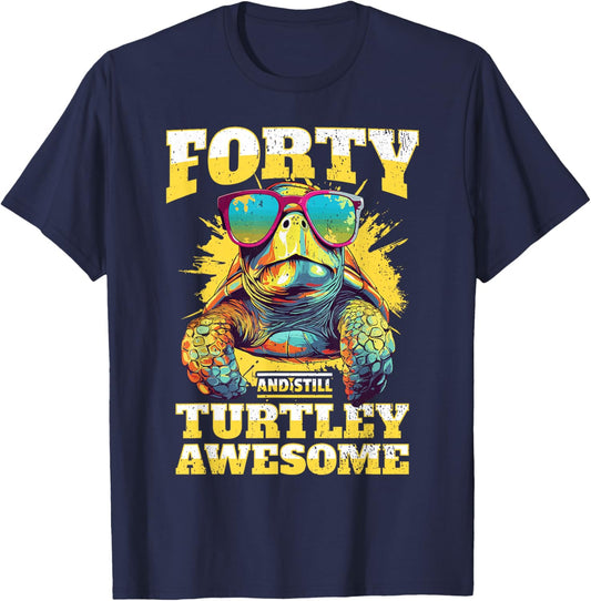 Tortoise 40th Birthday Turtle Age 40 Years T-Shirt - T-Shirt | Navy