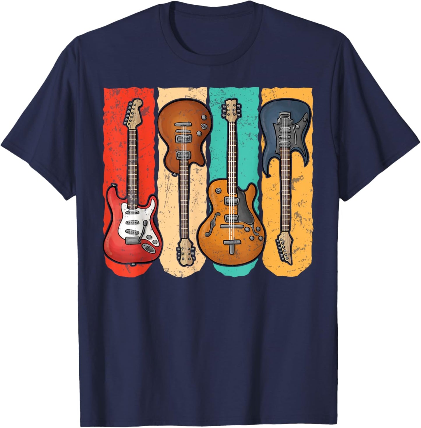 Retro Vintage Guitar Shirt Boys Music Band Guitarist T-Shirt - T-Shirt | Navy