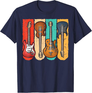 Retro Vintage Guitar Shirt Boys Music Band Guitarist T-Shirt - T-Shirt | Navy