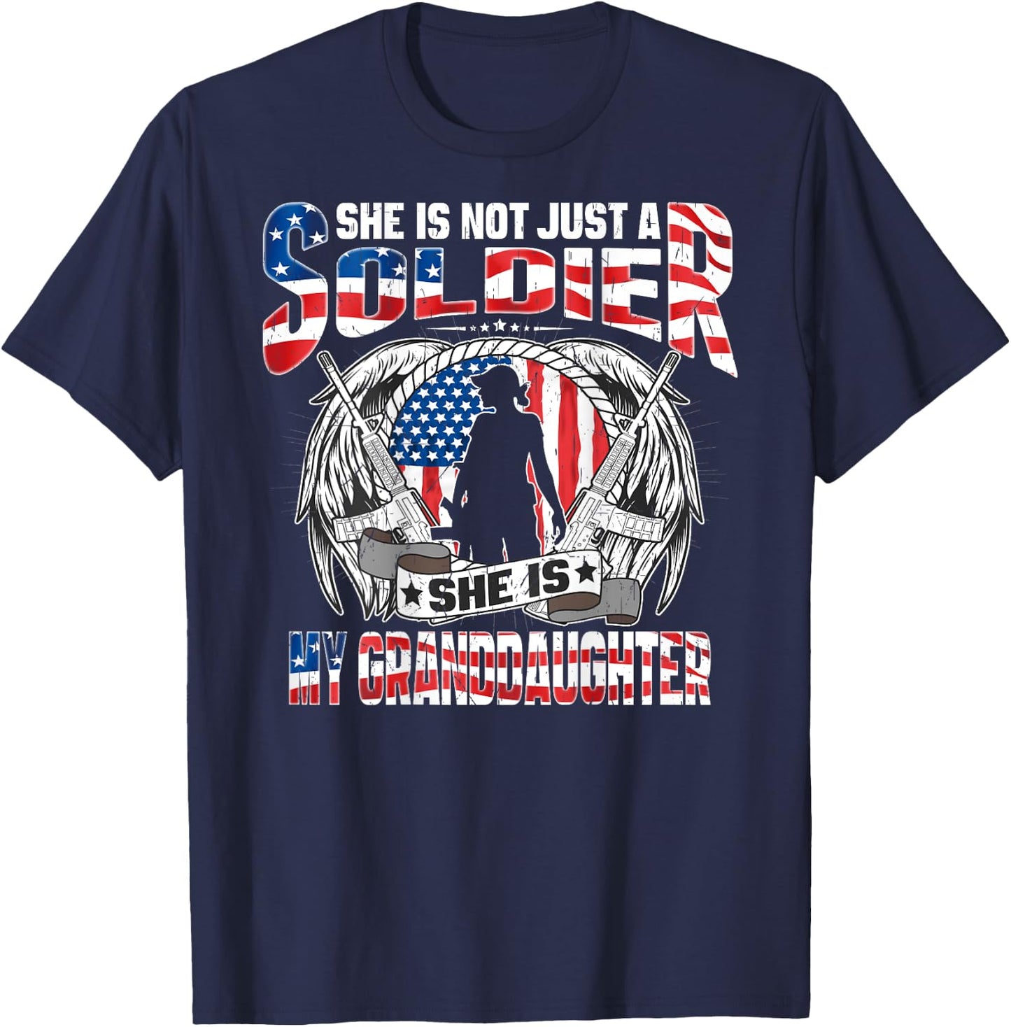 My Granddaughter Is A Soldier Hero - Proud Army Grandparents T-Shirt - T-Shirt | Navy