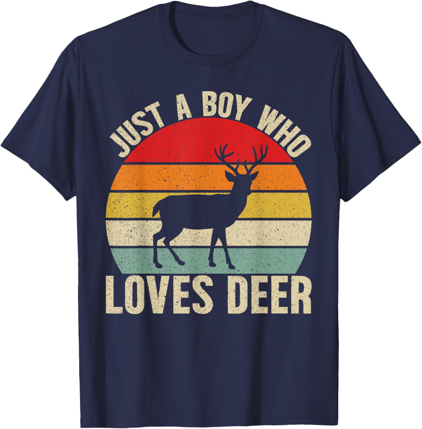 Just a Boy Who Loves Deer For Deer Lover Kids Boys T-Shirt - T-Shirt | Navy