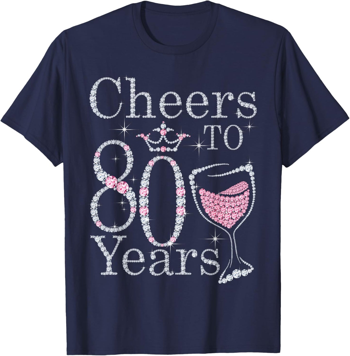 Cheers to 80 Years 1942 80Th Birthday Gift T-Shirt - T-Shirt | Navy