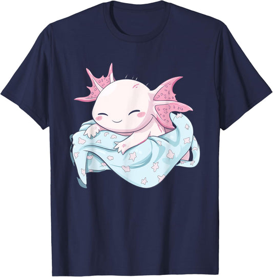 Axolotl Cute Graphic Sleepwear Pyjamas T-Shirt - T-Shirt | Navy