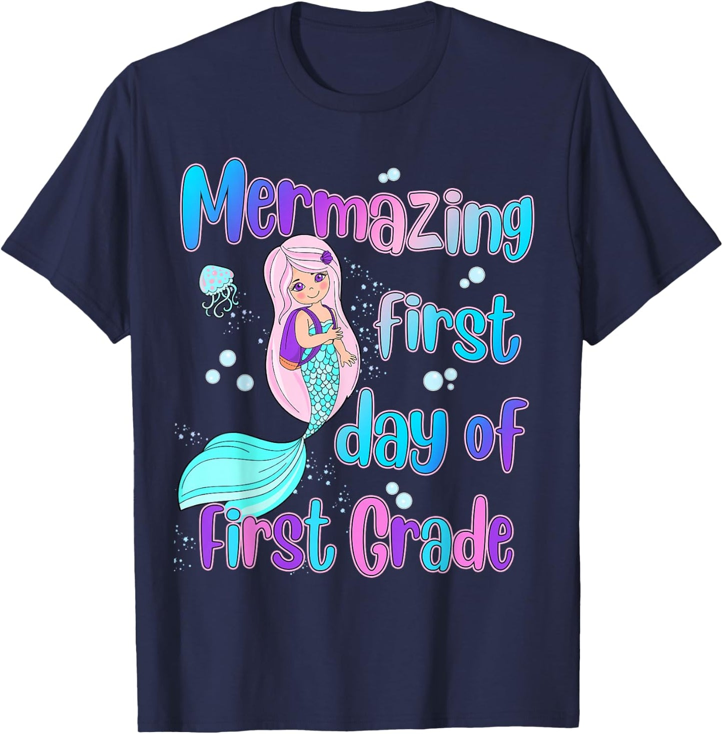 Mermazing First Day of First Grade Back to School Mermaid T-Shirt - T-Shirt | Navy