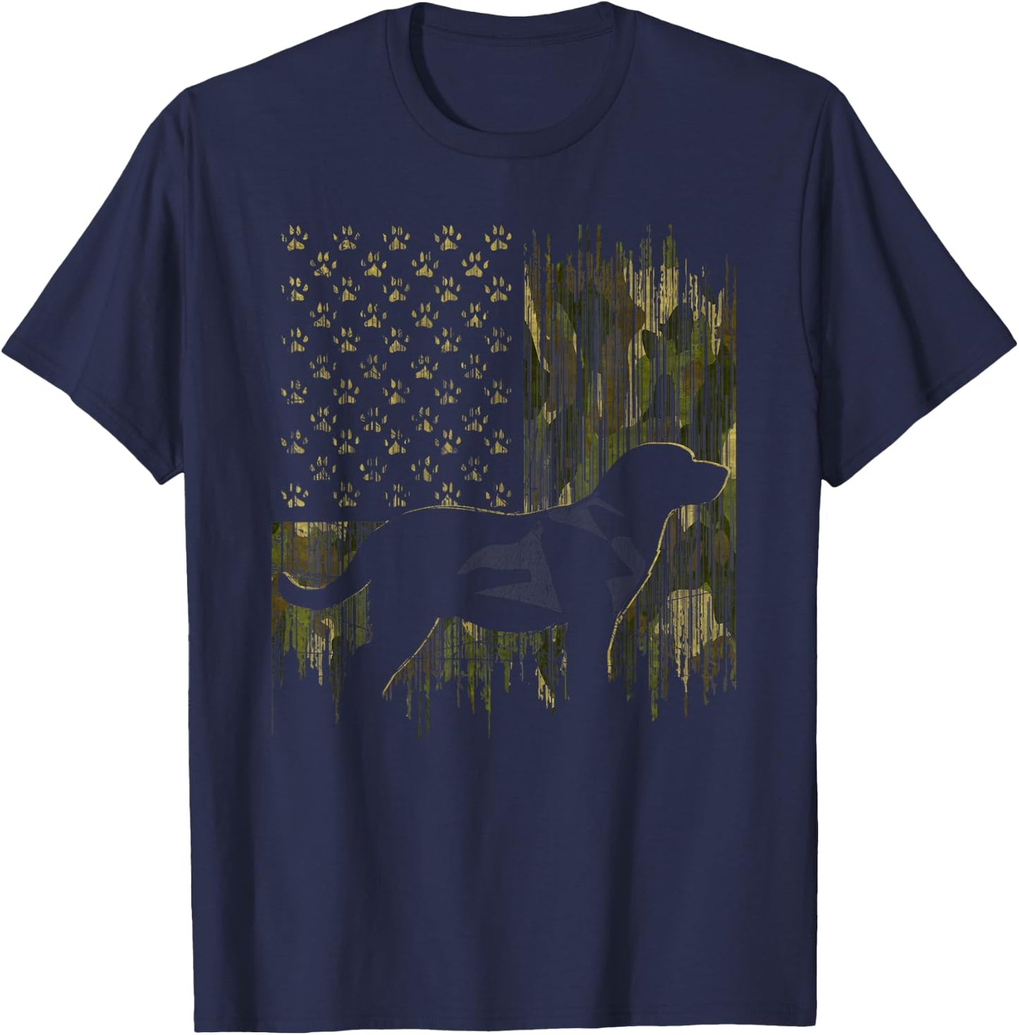 Vintage Camouflage USA Flag Love Labrador Dog Lab Silhouette T-Shirt - T-Shirt | Navy