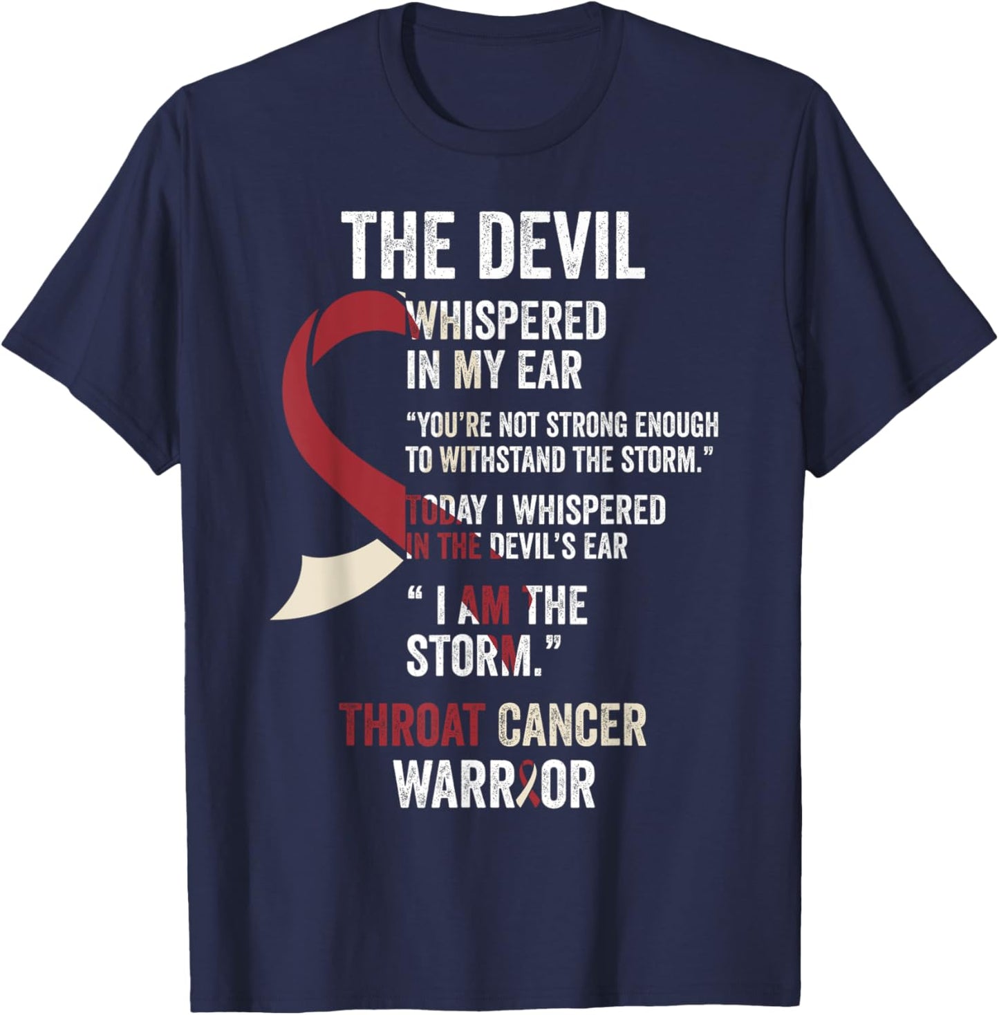 The Devil- Throat Cancer Awareness Supporter Ribbon T-Shirt - T-Shirt | Navy