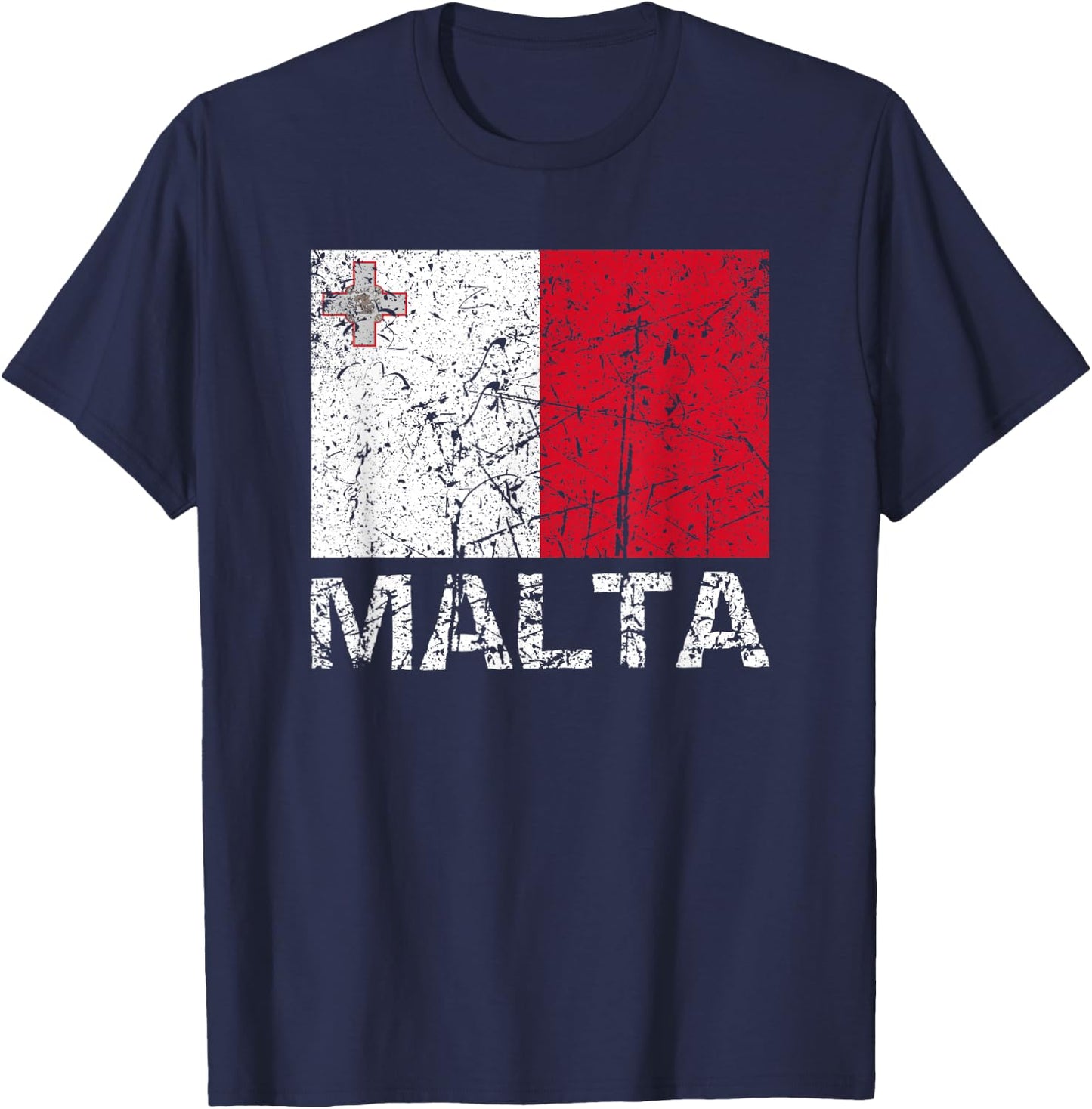 Maltese Flag Of Malta Patriotic Distressed Men Women Kids T-Shirt - T-Shirt | Navy