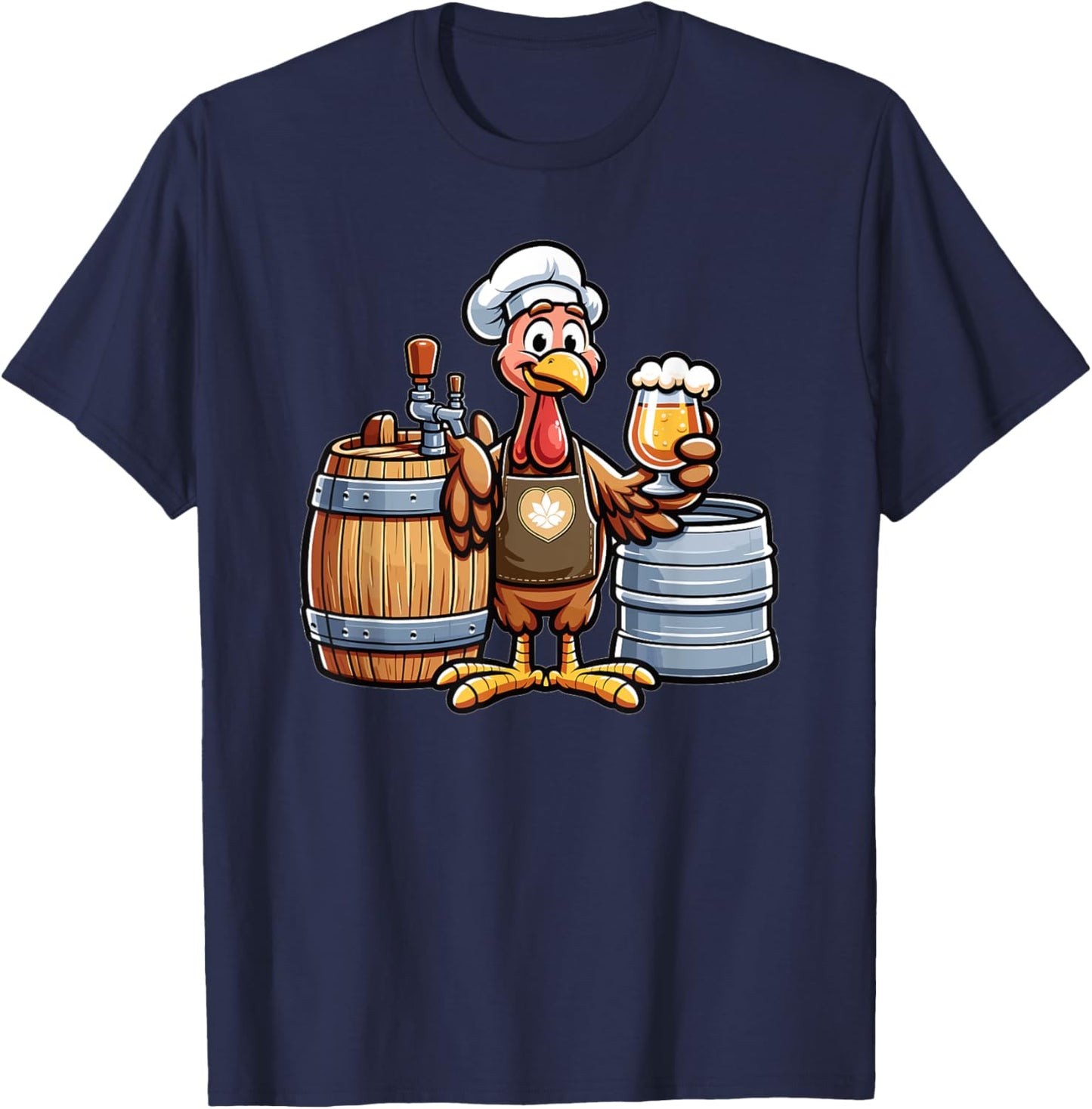 Brewing Beer Thanksgiving Turkey With Beer T-Shirt - T-Shirt | Navy