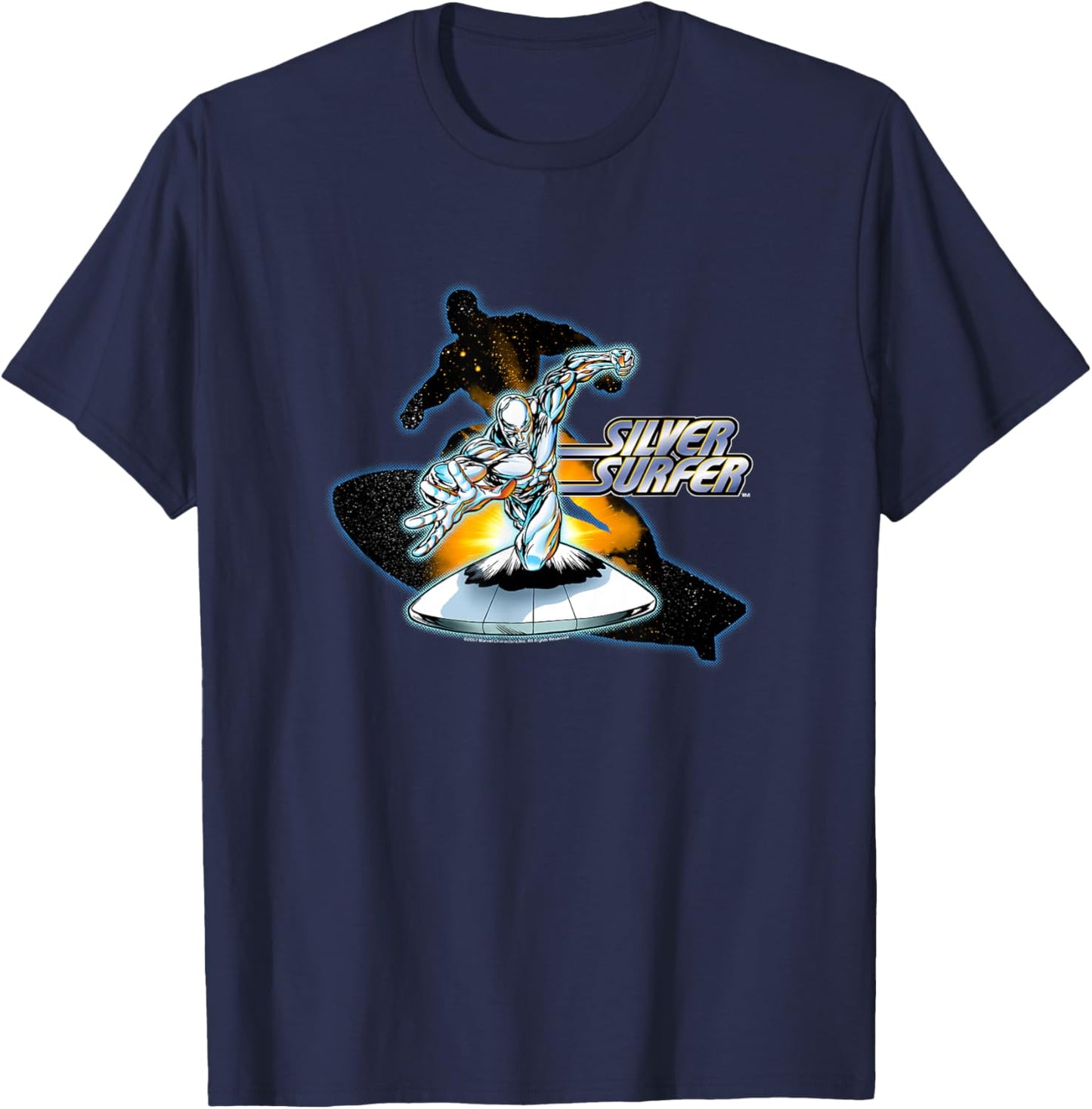 Marvel Comics Retro Classic Silver Surfer Space Epic Poster T-Shirt - T-Shirt | Navy
