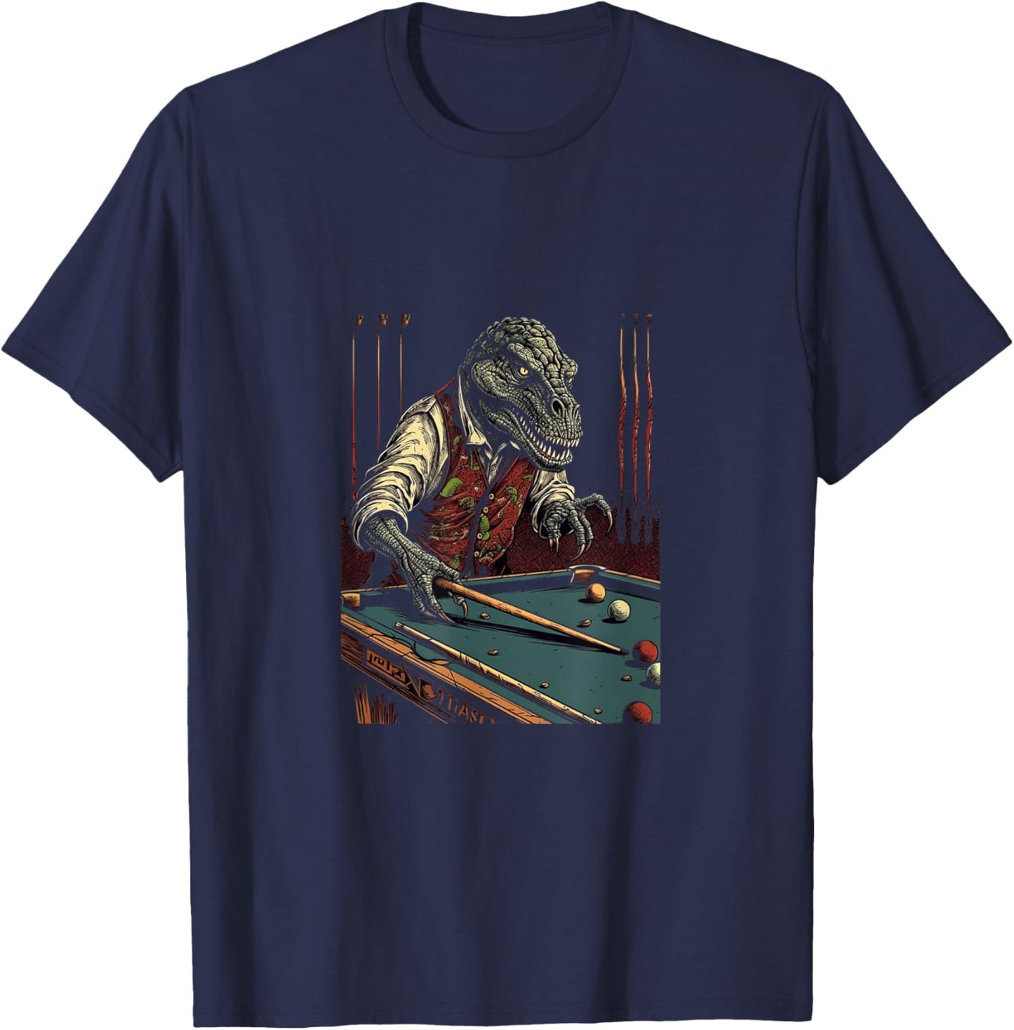 T Rex Playing Billiards Dinosaur Billiard Player Dino Lover T-Shirt - T-Shirt | Navy