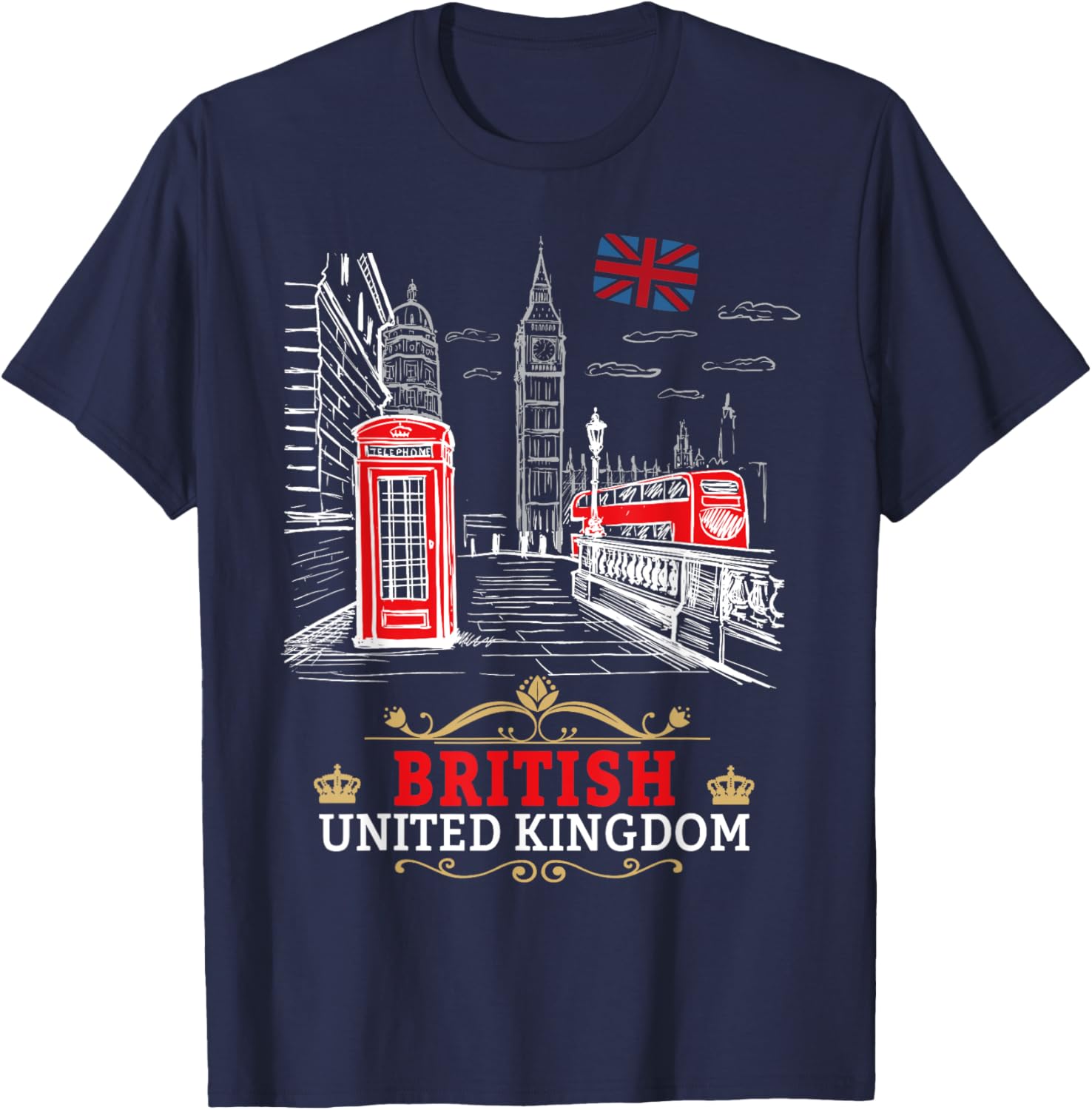 British Souvenirs Outfit Idea For Kids & England British T-Shirt - T-Shirt | Navy