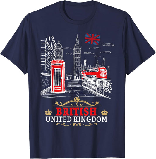 British Souvenirs Outfit Idea For Kids & England British T-Shirt - T-Shirt | Navy