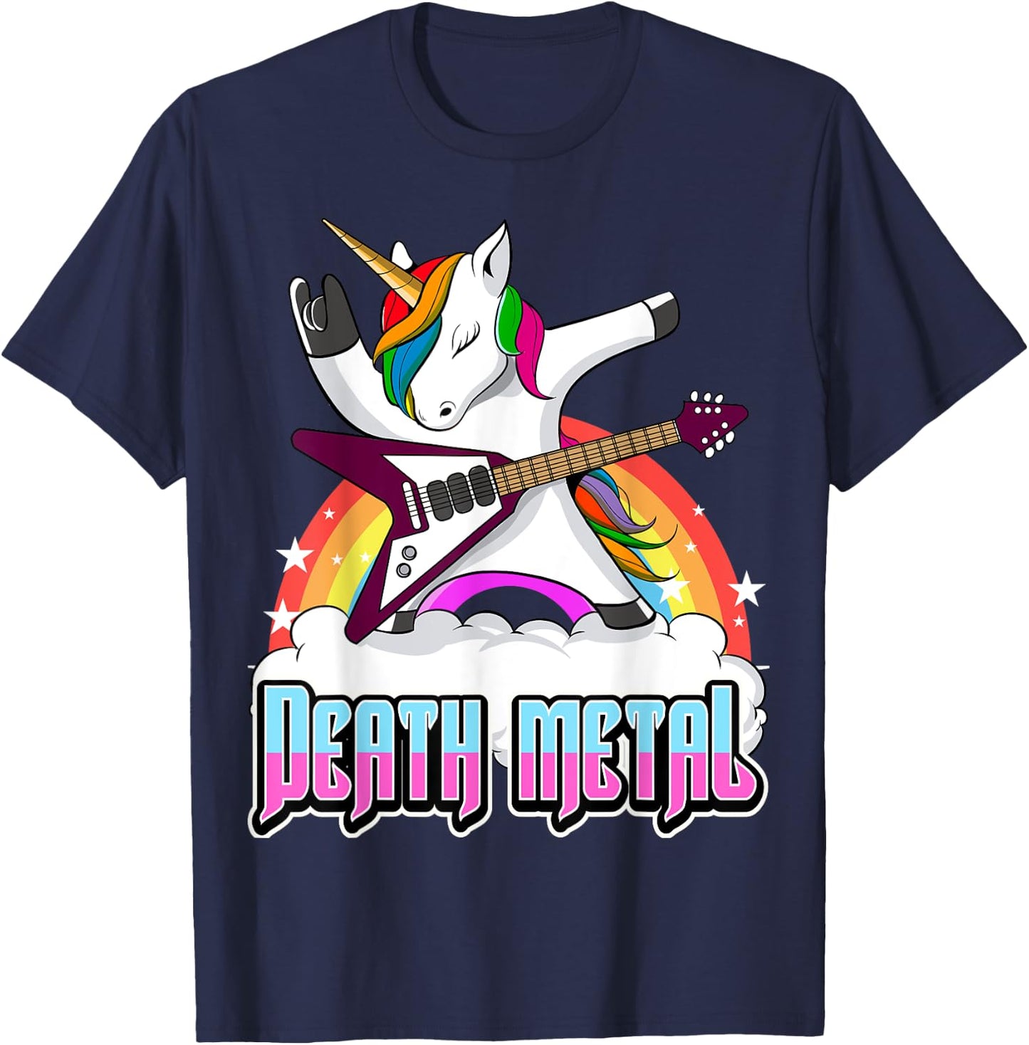Death Metal Unicorn Funny Metal Heat Hard Rock T-Shirt - T-Shirt | Navy