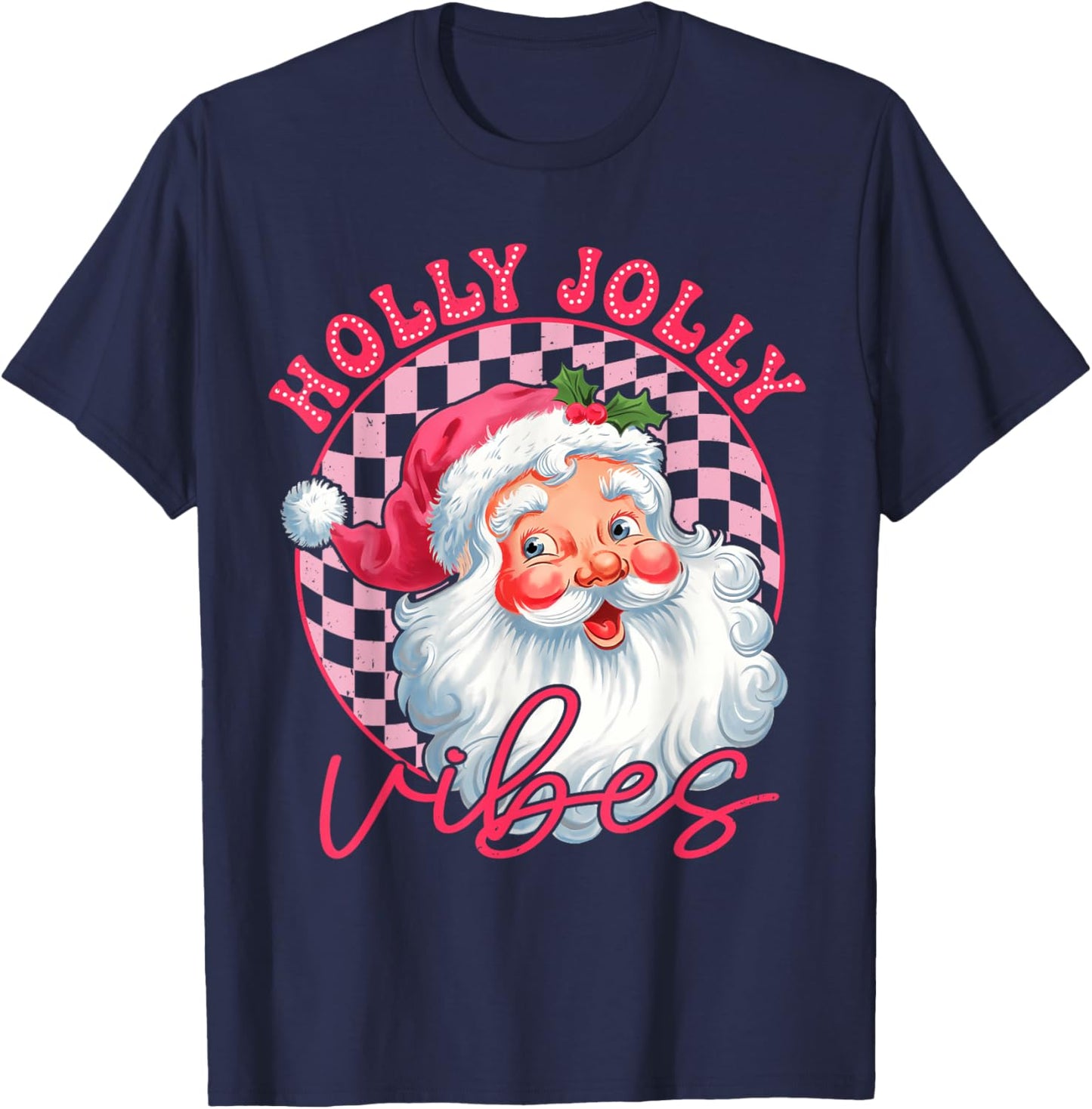 Groovy Cute Santa Claus Christmas Vibes Xmas Women Girl Kids T-Shirt - T-Shirt | Navy