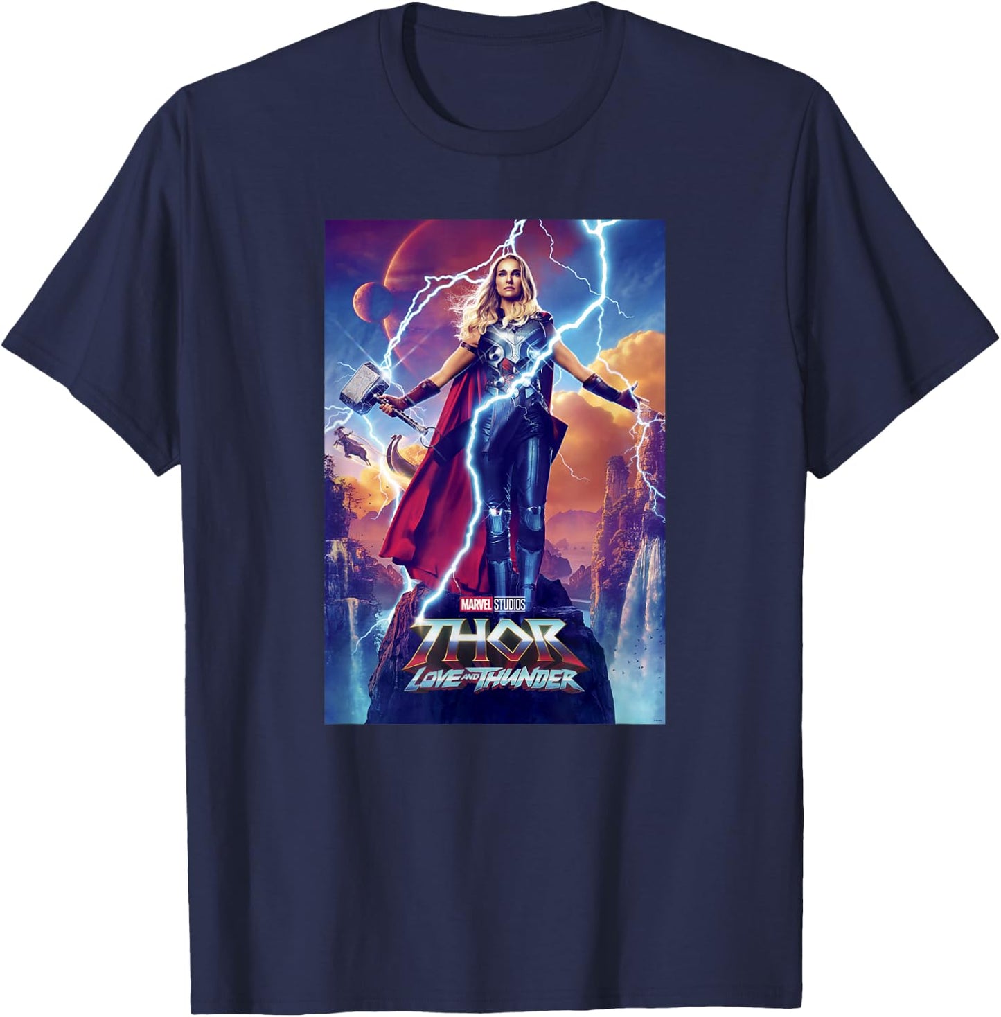 Marvel Thor: Love and Thunder Lady Thor Poster T-Shirt - T-Shirt | Navy