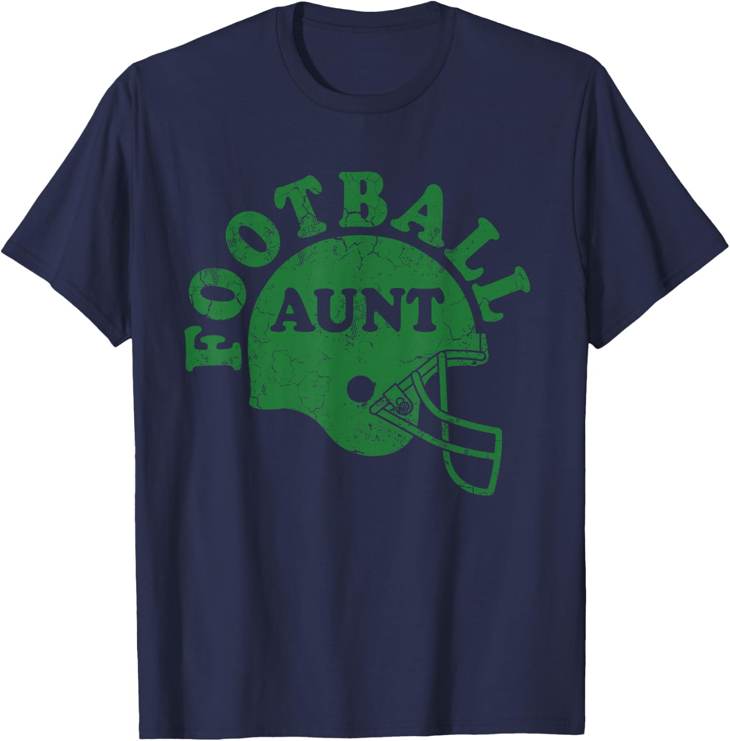 Football Aunt Green Helmet Game Day Auntie Sport T-Shirt - T-Shirt | Navy