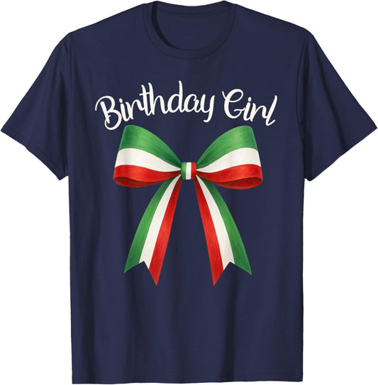 Italian Birthday Girl Cute Italia Coquette Bow Birthday Girl T-Shirt - T-Shirt | Navy
