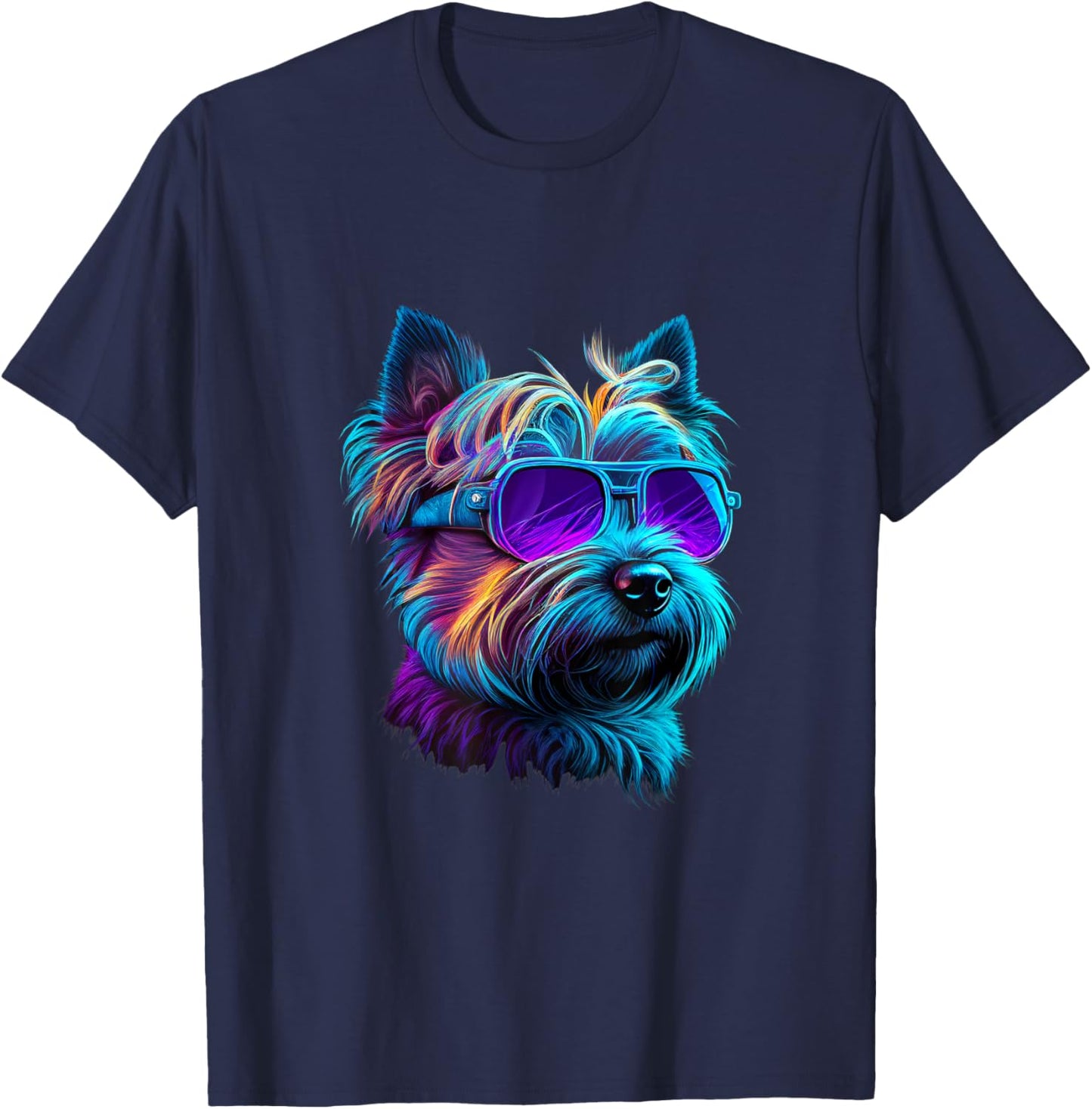 Abstract Cairn Terrier Dog Lovers Retro Multicolor Cartoon Cairn Terrier Dogs Cairn Terriers T-Shirt - T-Shirt | Navy