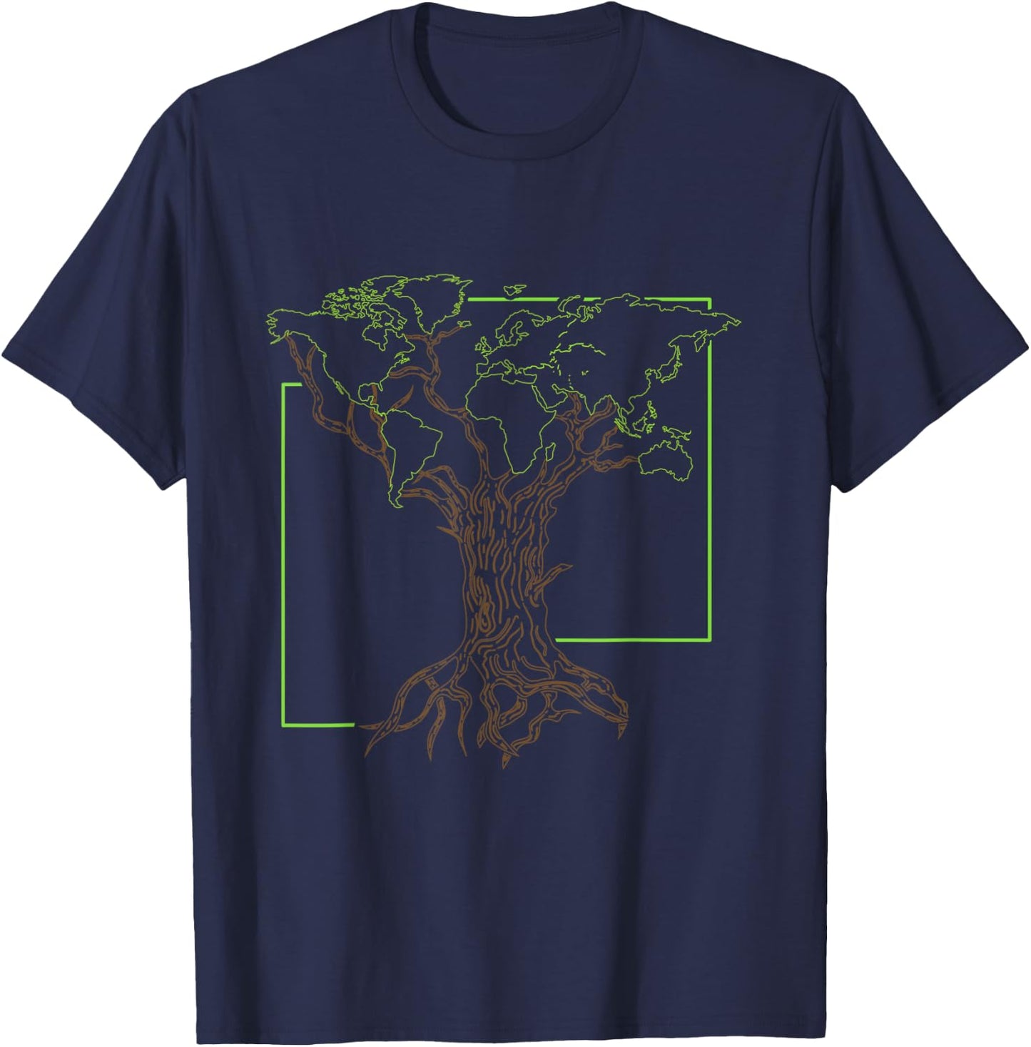 Arborist Gardener Tree World Map Nature Lover Gift T-Shirt - T-Shirt | Navy
