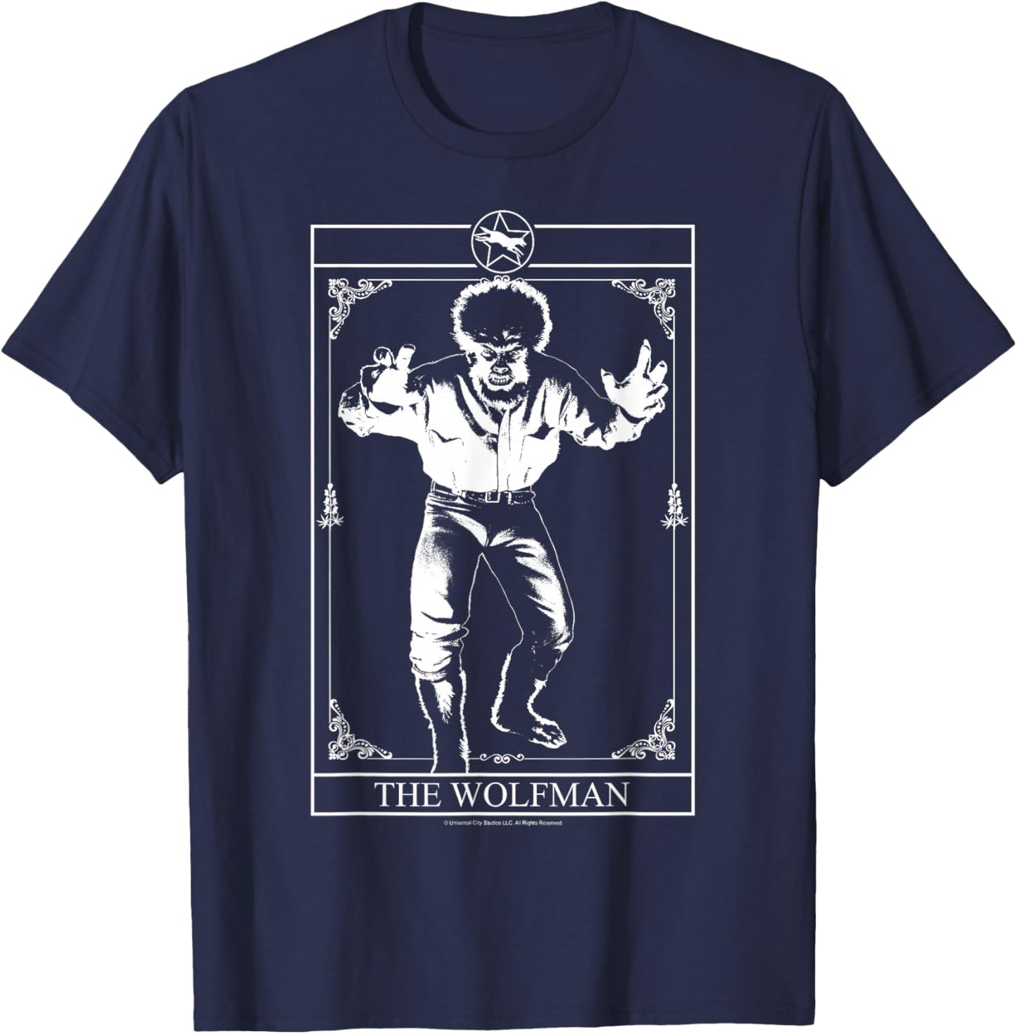 Universal Monsters The Wolfman Tarot Card T-Shirt - T-Shirt | Navy