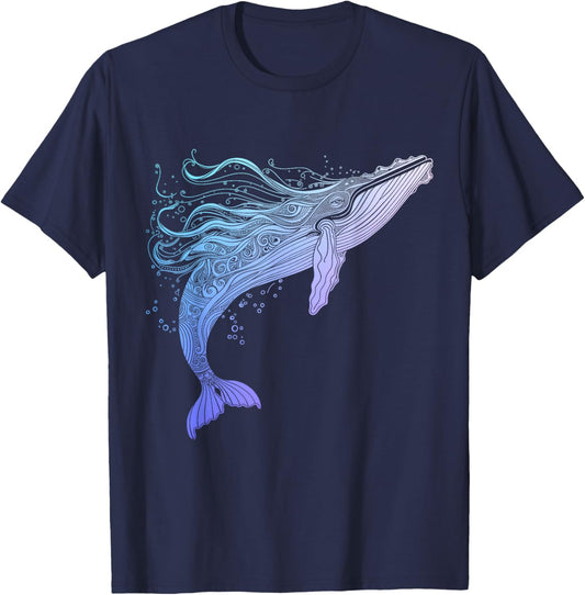 Blue Whale Humpback Whale Lover T-Shirt - T-Shirt | Navy