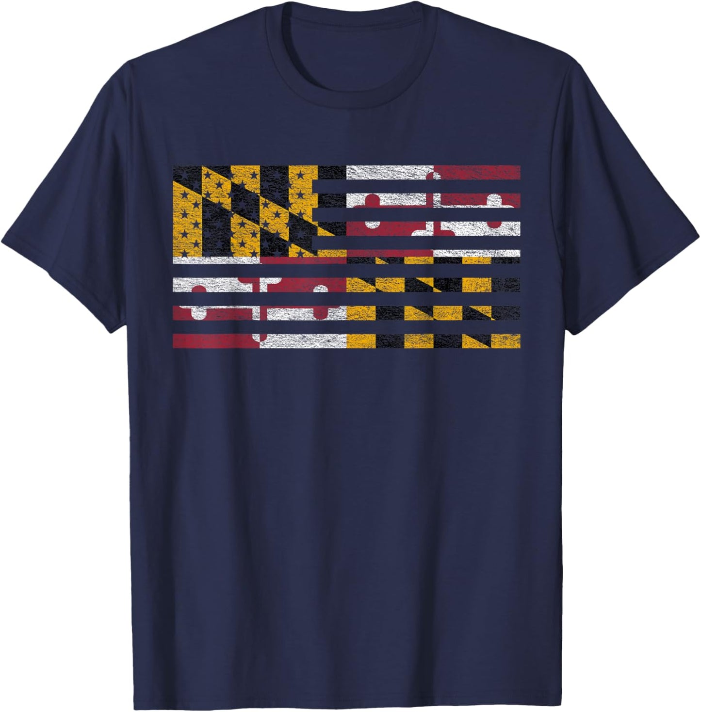 Maryland State Flag Usa United States American Flag T-Shirt - T-Shirt | Navy