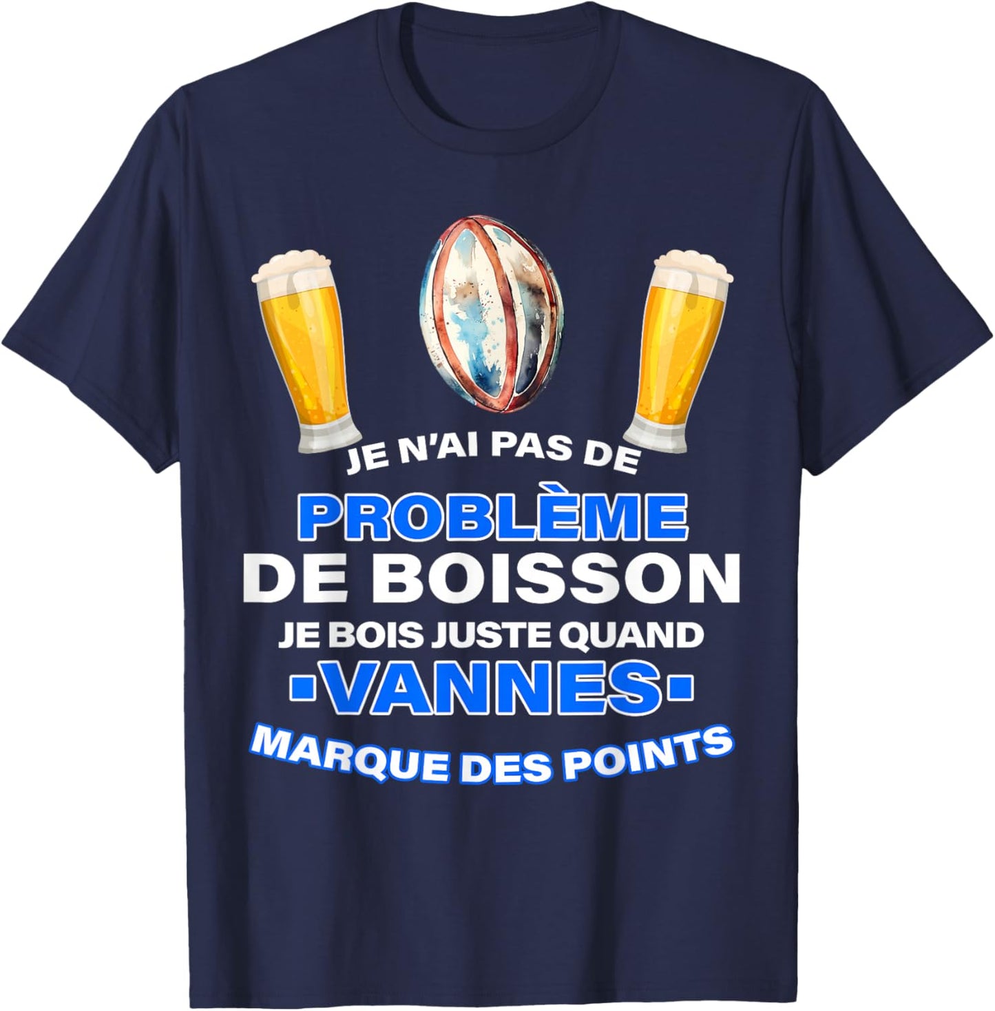 Valves Rugby Fans Aperitif Beer Spirit Club Humour , Black, S T-Shirt - T-Shirt | Navy