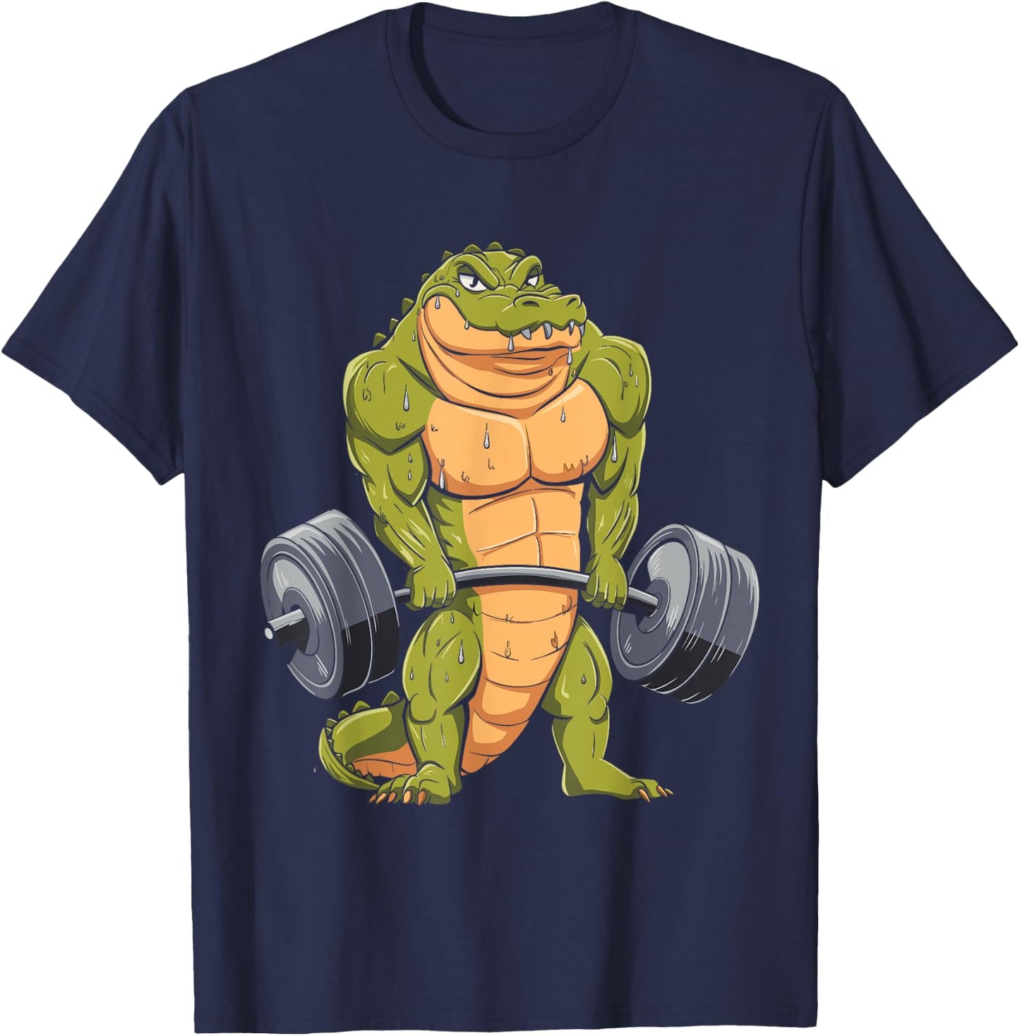 Funny Alligator Weightlifting Deadlift Fitness Gym Barbell T-Shirt - T-Shirt | Navy