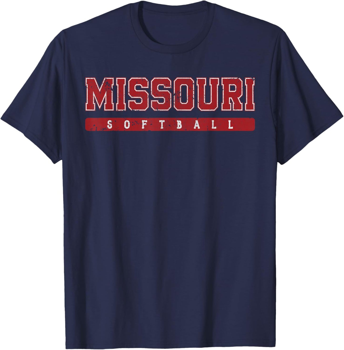 Missouri Softball Red Vintage Text T-Shirt - T-Shirt | Navy