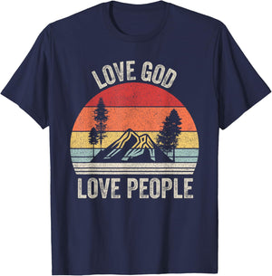 Vintage Retro Love God Love People Christian Bible T-Shirt - T-Shirt | Navy