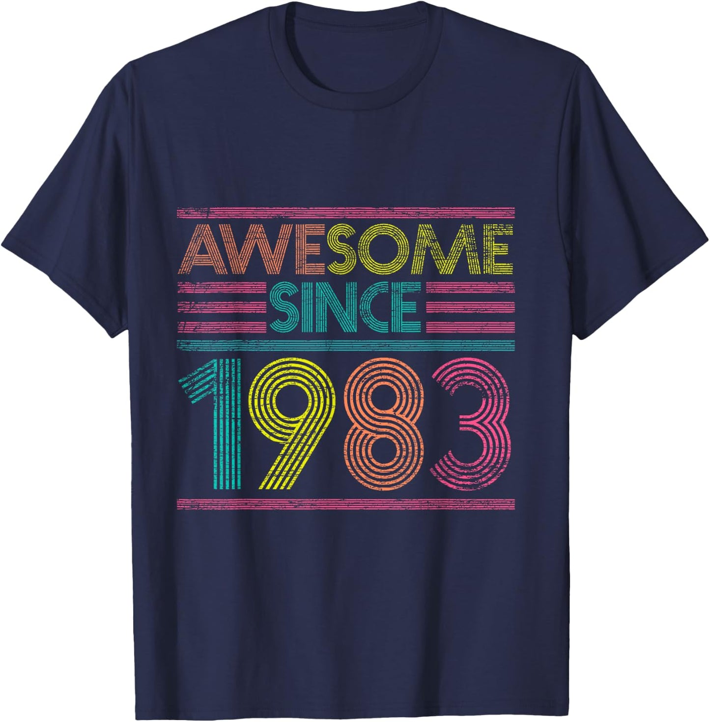 Awesome Since 1983 42nd Birthday Gifts 42 Years Old T-Shirt - T-Shirt | Navy
