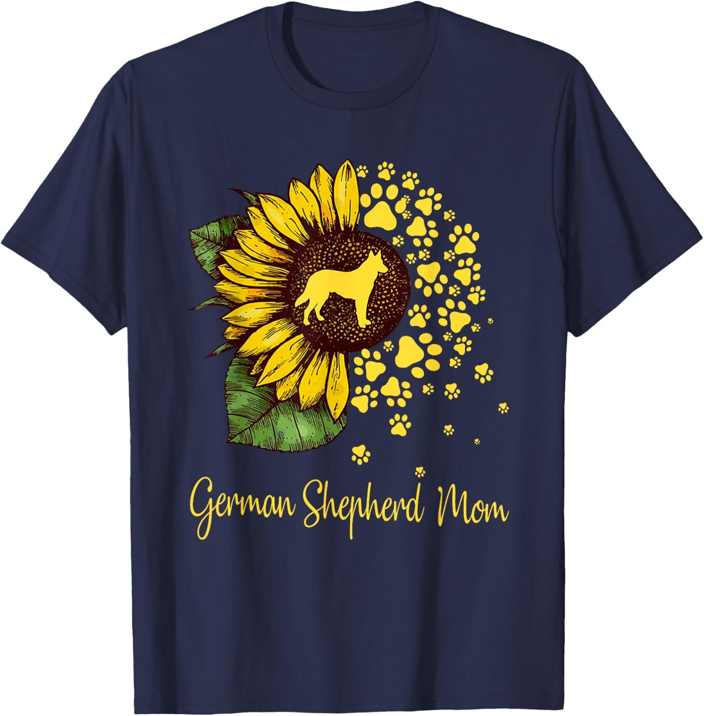 Sunflower German Shepherd Mom Dog Lover Mother’s Day T-Shirt - T-Shirt | Navy