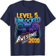 Level 5 Unlocked Awesome Since 2020 5th Birthday Gaming T-Shirt - T-Shirt | Navy