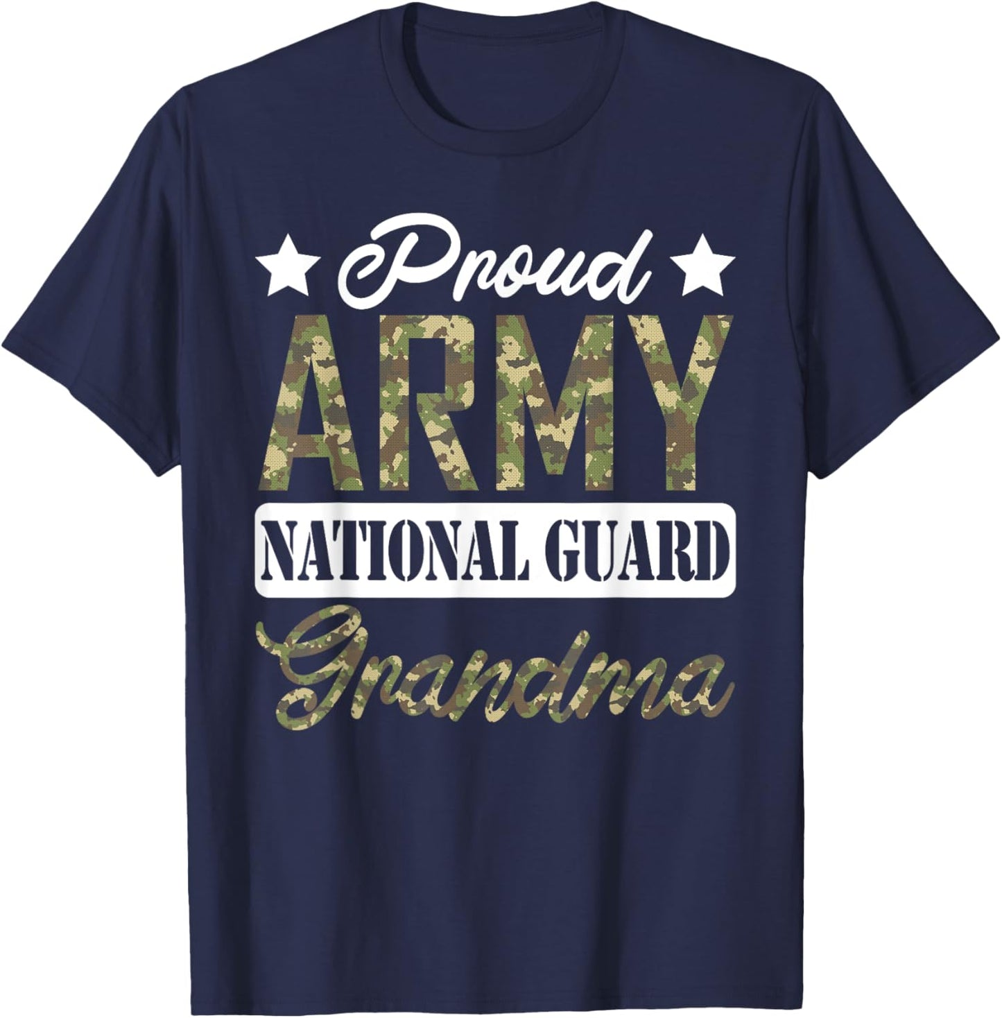 Proud Army National Guard Grandma Military Family Veteran T-Shirt - T-Shirt | Navy