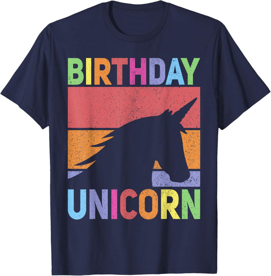 Unicorn Birthday Outfit Vintage Unicorn Costume Bday Unicorn T-Shirt - T-Shirt | Navy