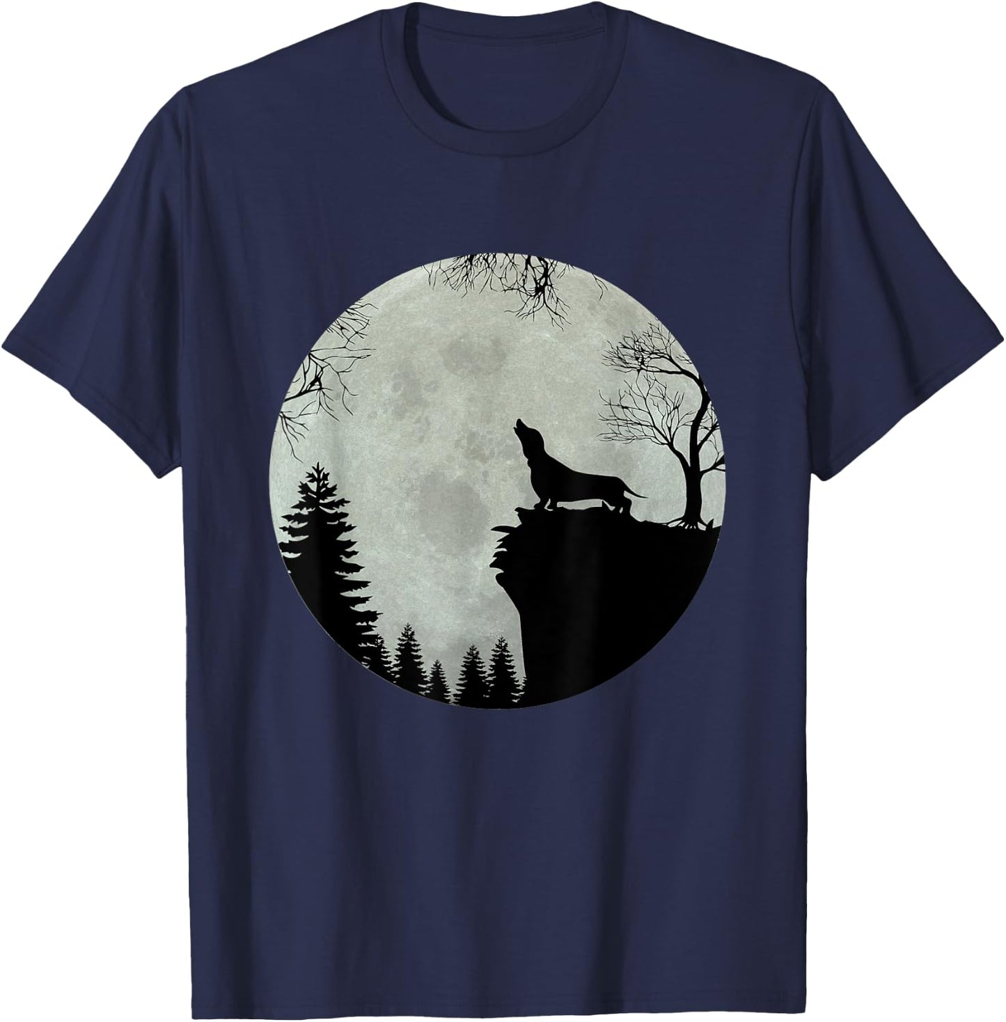 Dachshund Teckel Doxie Wiener Dog yowl yelp at full moon Women Kids T-Shirt - T-Shirt | Navy