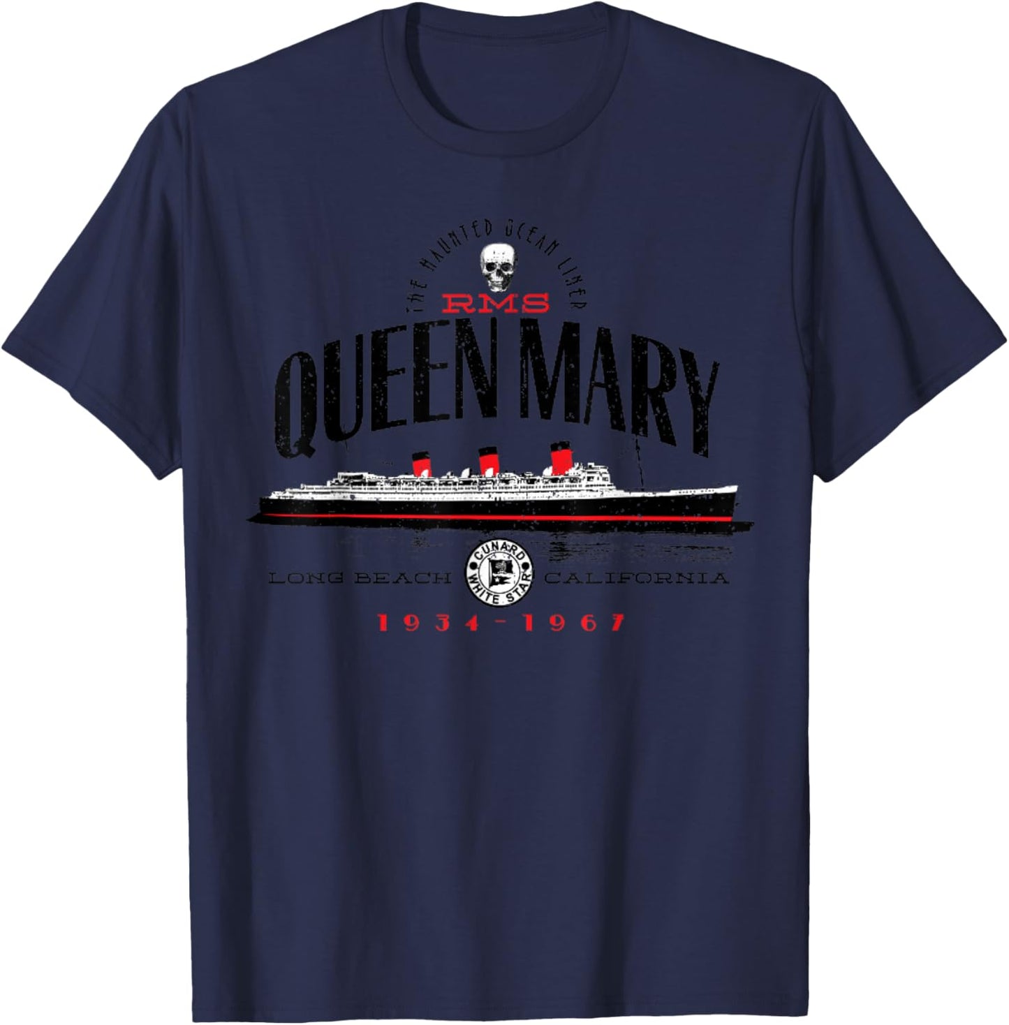 RMS Queen Mary The North Atlantic Ocean From 1936 To 1967 T-Shirt - T-Shirt | Navy
