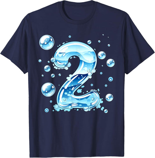 Kids 2nd Birthday Bubble Themed Birthday Party T-Shirt - T-Shirt | Navy
