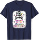 Awesome Since 2017 Messy Bun Hair 8th Birthday Party Girls T-Shirt - T-Shirt | Navy