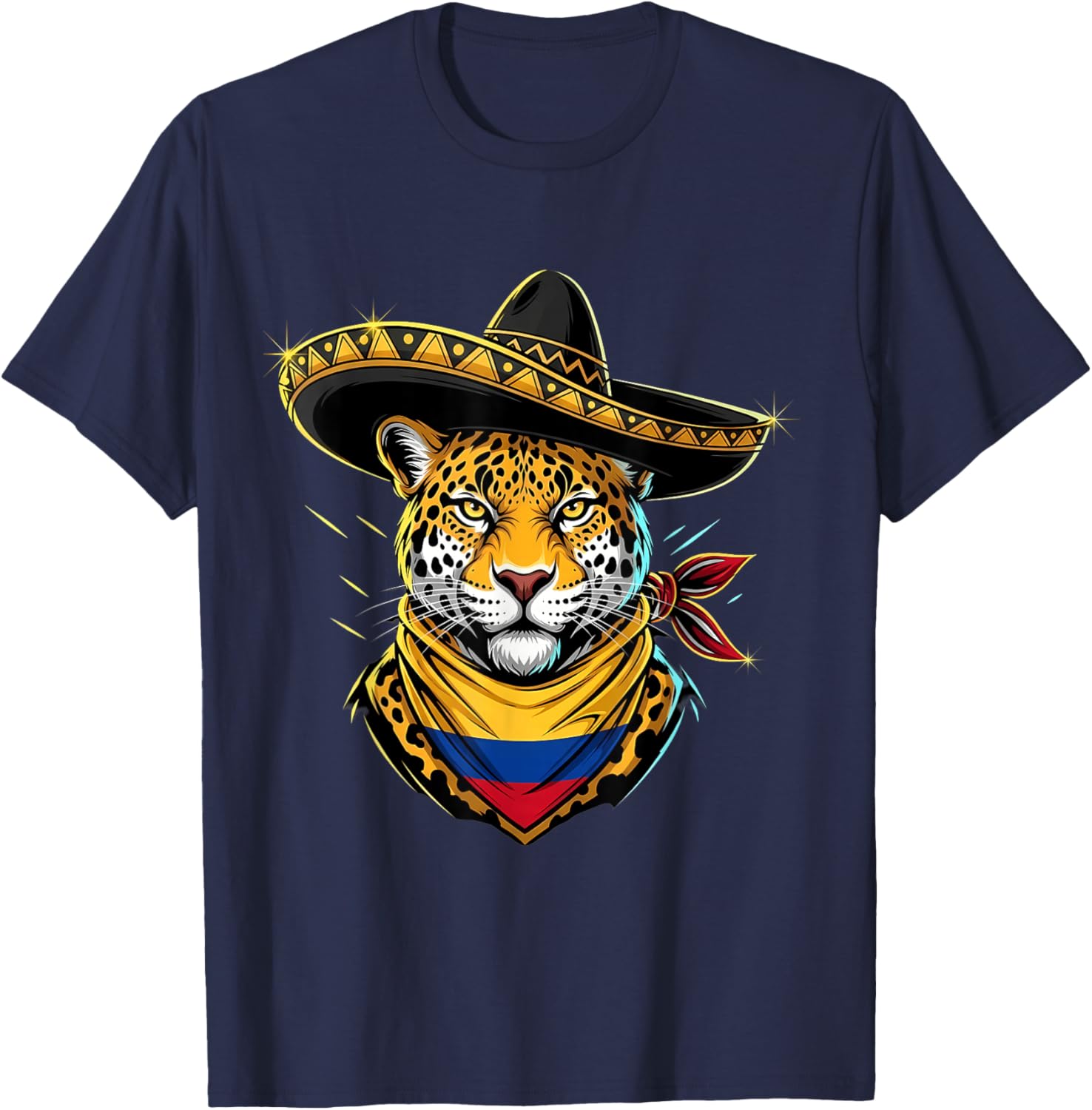 Colombia Flag Leopard Colombian Pride Colombian Roots T-Shirt - T-Shirt | Navy